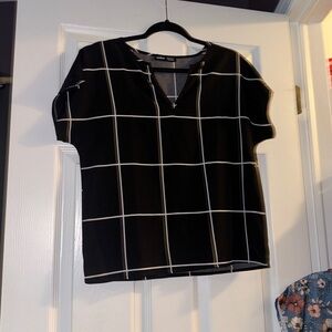 SHEIN Black and White Grid Pattern Women's Top
